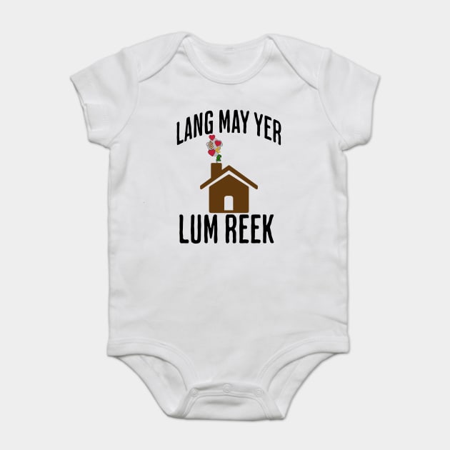 Lang May Yer Lum Reek Scottish Slang Prosperity Saying Baby Bodysuit by Luxinda